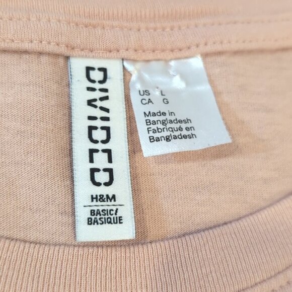 3/$20 H&M Divided Basic Tshirt Love Embroidered Powder Pink Short Sleeve Top - Picture 10 of 11